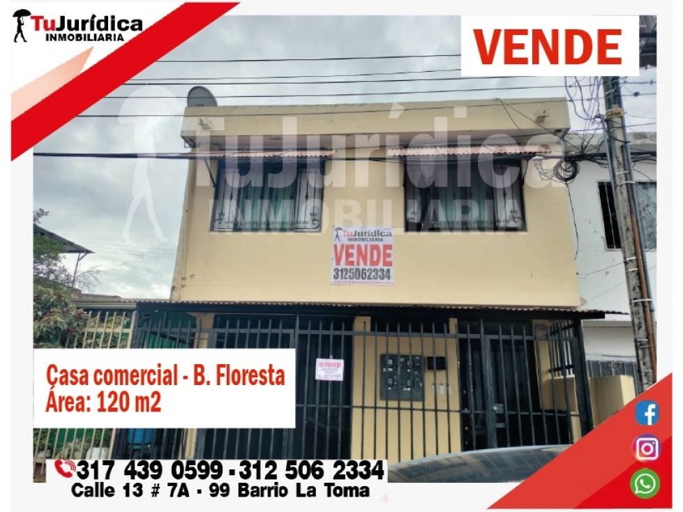 SE VENDE CASA 2P COMERCIAL - BARRIO FLORESTA NEIVA (HUILA-COL)